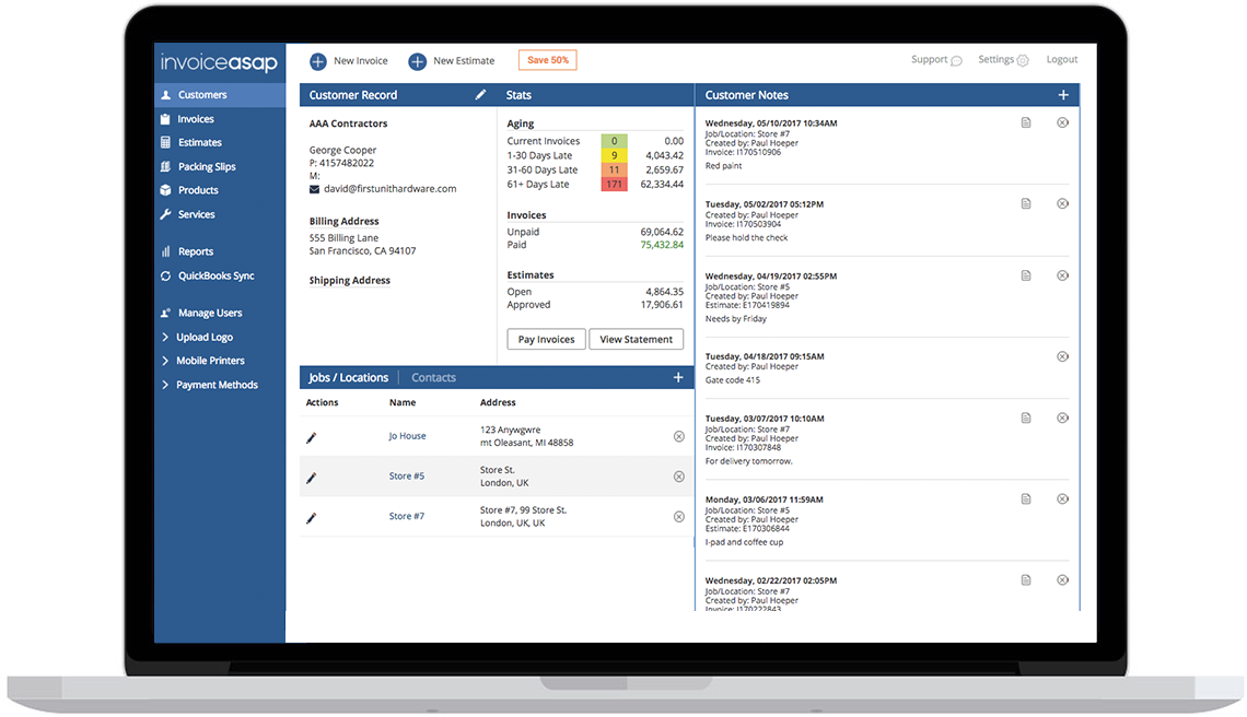 invoice asap level pricing per item